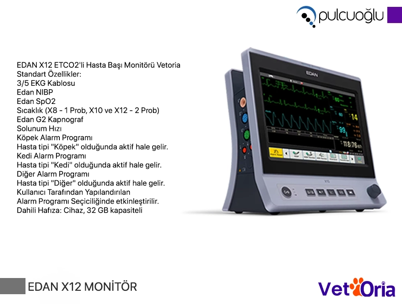 Edan X12 ETCO2'li Veteriner Hastabaşı Monitörü