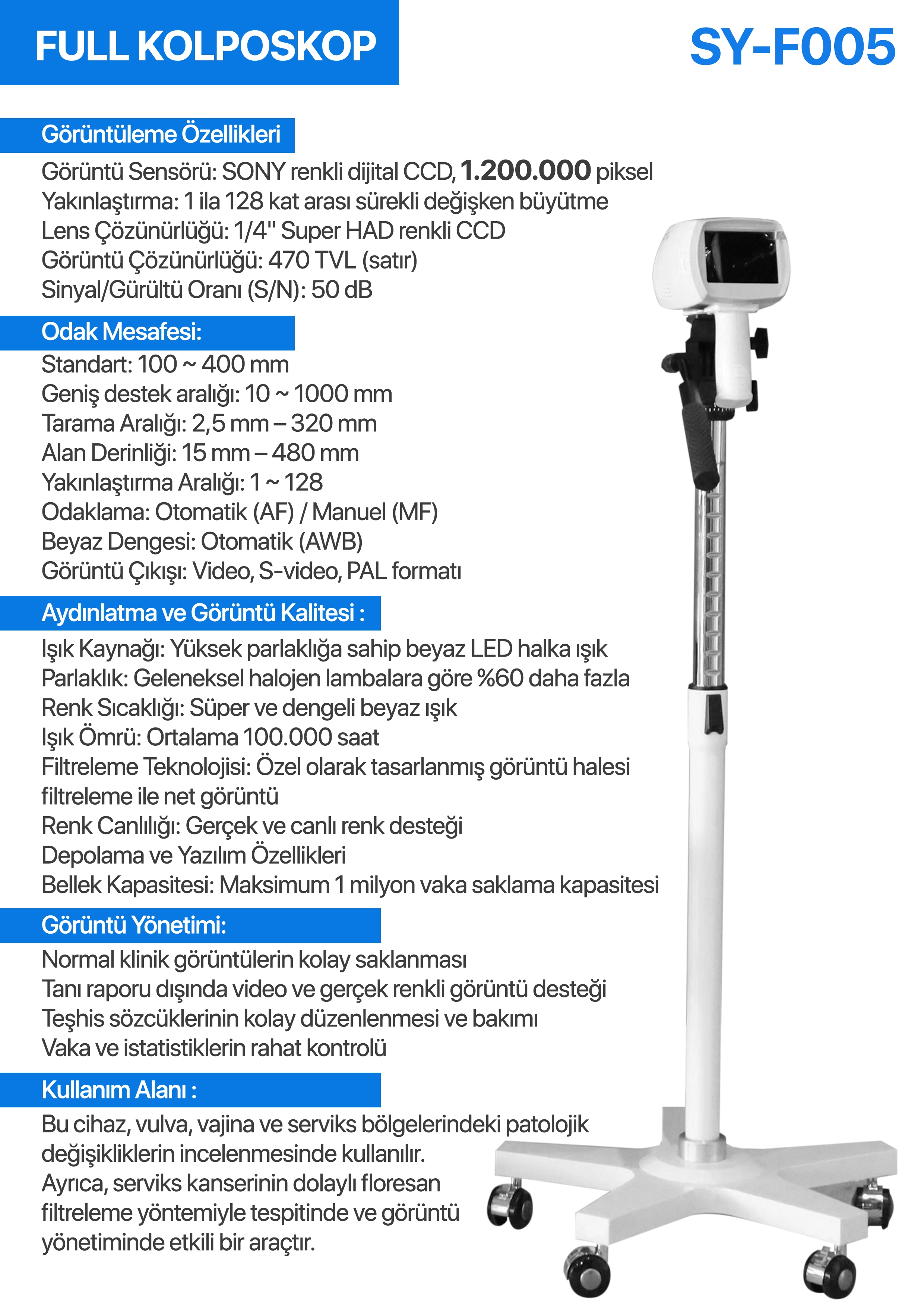 SY-F005-3 Full HD Kolposkop Cihazı