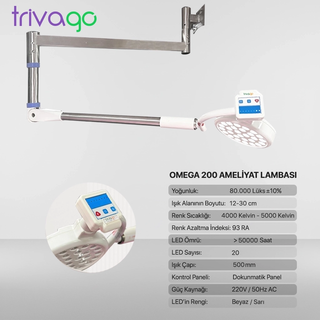                              Trivago OMEGA 200 Duvara Monte Ameliyat Lambası